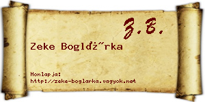 Zeke Boglárka névjegykártya