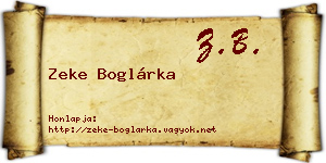 Zeke Boglárka névjegykártya